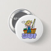 Strichmännchen Mädchen Fischen Button (Vorne & Hinten)