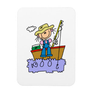 Strichmännchen Mädchen Fischen Magnet