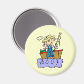 Strichmännchen Mädchen Fischen Magnet (Vorderseite/Rückseite)