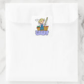 Strichmännchen Mädchen Fischen Quadratischer Aufkleber (Tasche)