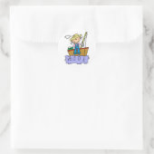 Strichmännchen Mädchen Fischen Runder Aufkleber (Tasche)