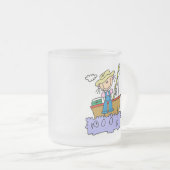 Strichmännchen-Mädchen-Fischen-T - Shirts und Mattglastasse (VorderseiteRechts)