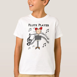 Strichmännchen-Mädchen-Flöten-Spieler-T-Shirts T-Shirt