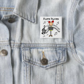 Strichmännchen-Mädchen-Flöten-Spieler-T-Shirts und Button (Beispiel)