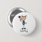 Strichmännchen-Mädchen-gewinnender Medaillen-Knopf Button (Vorne & Hinten)