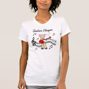 Strichmännchen-Mädchen-Gitarren-Spieler-T - Shir T-Shirt