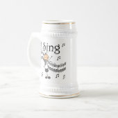 Strichmännchen-Mädchen Ich singe T-Shirts und Gesc Bierglas (Vorderseite Links)