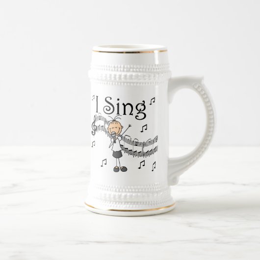Strichmännchen-Mädchen Ich singe T-Shirts und Gesc Bierglas (Rechts)