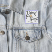 Strichmännchen-Mädchen Ich singe T-Shirts und Gesc Button (Beispiel)