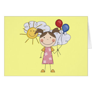 Strichmännchen-Mädchen mit Ballon-T - Shirts und