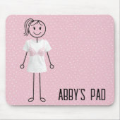 Strichmännchen-Mädchen mit BH mit rosa Band Mousepad (Vorne)