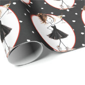 Strichmännchen Mädchen mit Martini Geschenkpapier (Rolleneckpunkt)