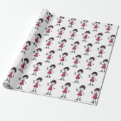 Strichmännchen Mädchen mit Rotwein  Geschenkpapier (Ungerollt)