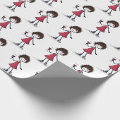 Strichmännchen Mädchen mit Rotwein Geschenkpapier (Ecke)