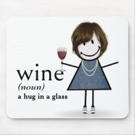 Strichmännchen Mädchen mit Wein Mousepad