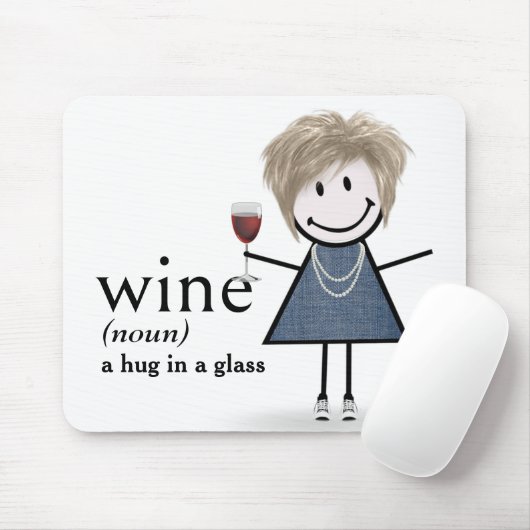 Strichmännchen Mädchen mit Weinglas Mousepad (Mit Mouse)