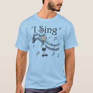 Strichmännchen-Mädchen singe ich T - Shirts und