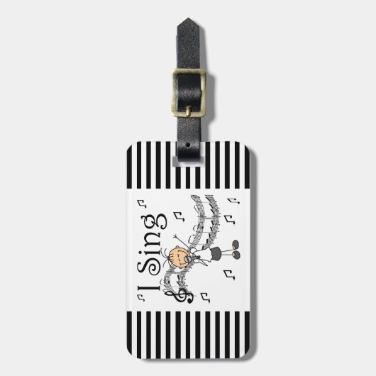 Strichmännchen-Mädchen singe ich T - Shirts und Gepäckanhänger (Vorderseite vertikal)