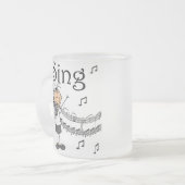 Strichmännchen-Mädchen singe ich T - Shirts und Mattglastasse (Vorderseite Links)