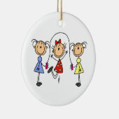 Strichmännchen-Mädchen-springendes Seil Keramikornament (Rechts)