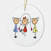 Strichmännchen-Mädchen-springendes Seil Keramikornament (Links)