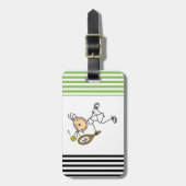 Strichmännchen-Mädchen-Tennis-Spieler-T - Shirts Gepäckanhänger (Vorderseite vertikal)