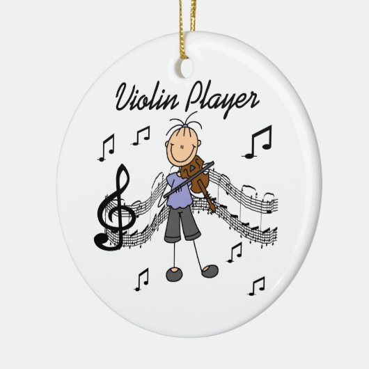 Strichmännchen-Mädchen-Violinen-Spieler-T - Shirts Keramik Ornament (Links)