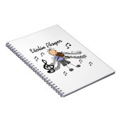 Strichmännchen-Mädchen-Violinen-Spieler-T - Shirts Notizblock (Rechte Seite)