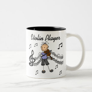Strichmännchen-Mädchen-Violinen-Spieler-T - Shirts Zweifarbige Tasse