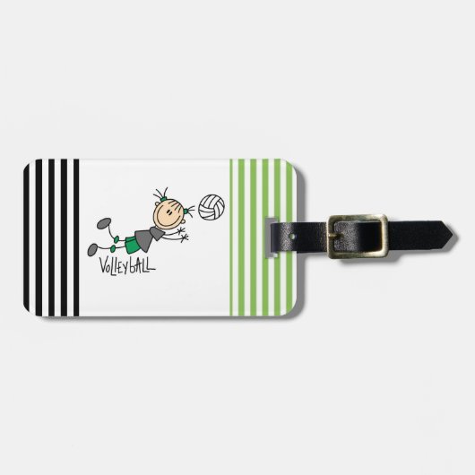 Strichmännchen-Mädchen-Volleyball-T - Shirts und Gepäckanhänger (Vorderseite horizontal)