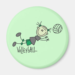 Strichmännchen-Mädchen-Volleyball-T-Shirts und Ges Magnet