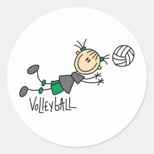 Strichmännchen-Mädchen-Volleyball-T - Shirts und Runder Aufkleber