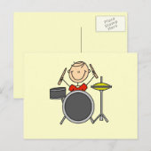 Strichmännchen Male Drummer T - Shirt und Geschenk Postkarte (Vorne/Hinten)