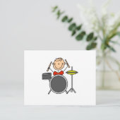 Strichmännchen Male Drummer T - Shirt und Geschenk Postkarte (Stehend Vorderseite)