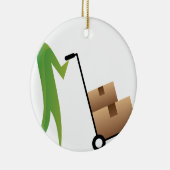 Strichmännchen-Mann-bewegliche Kästen Handtruck Keramik Ornament (Rechts)