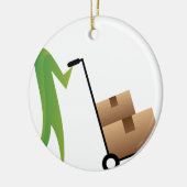 Strichmännchen-Mann-bewegliche Kästen Handtruck Keramik Ornament (Links)