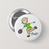 Strichmännchen-Mann-Bowler-T-Shirts und Geschenke Button (Vorne & Hinten)