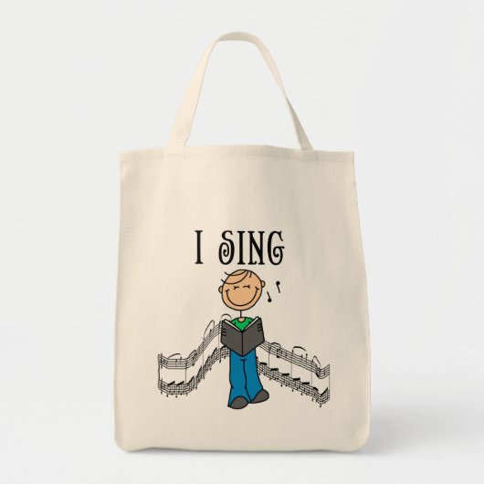 Strichmännchen Mann I Sing T-Shirts und Geschenke Tragetasche (Vorne)