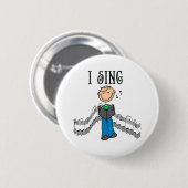 Strichmännchen-Mann-Ich-singe-T-Shirts und Geschen Button (Vorne & Hinten)