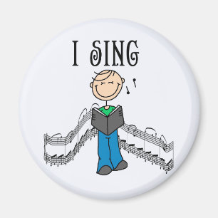Strichmännchen-Mann-Ich-singe-T-Shirts und Geschen Magnet