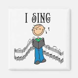 Strichmännchen-Mann-Ich-singe-T-Shirts und Geschen Magnet