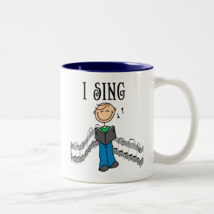 Strichmännchen-Mann-Ich-singe-T-Shirts und Geschen Zweifarbige Tasse