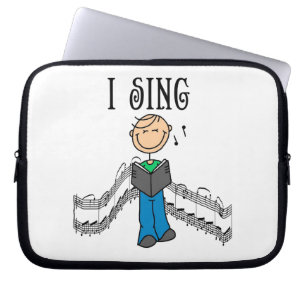 Strichmännchen Männlich Ich Singe T-Shirts und Ges Laptopschutzhülle