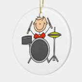 Strichmännchen-männliche Schlagzeuger-T - Shirts Keramik Ornament (Links)