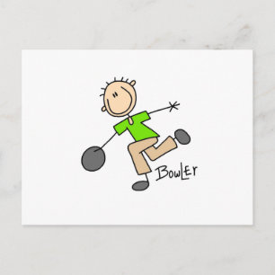 Strichmännchen-Männlicher-Bowler-T-Shirts und Gesc Postkarte