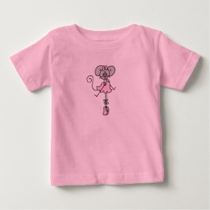 Strichmännchen-Maus-Ballerina-Shirt Baby T-shirt