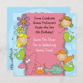 Strichmännchen-Meerjungfrau-kundenspezifische Einladung (Vorne/Hinten)