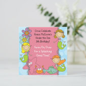 Strichmännchen-Meerjungfrau-kundenspezifische Einladung (Stehend Vorderseite)