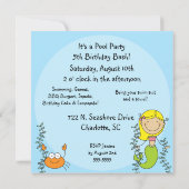 Strichmännchen-Meerjungfrau-kundenspezifische Einladung (Rückseite)