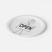 Strichmännchen mit offenen Tellern Pappteller (Schrägansicht)